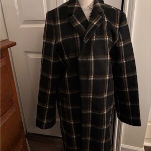 Melrose and Market Black Plaid Coat Size Large